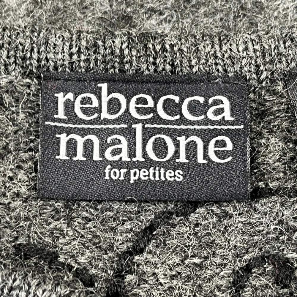 Embroidered Wool Rebecca Malone Cardigan Womens Petite M Gray Floral